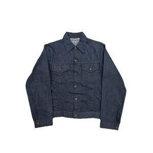 Vintage 1970s Boys JCPenney Vat Dyed Denim Jacket Dark Snap Buttons Large XL